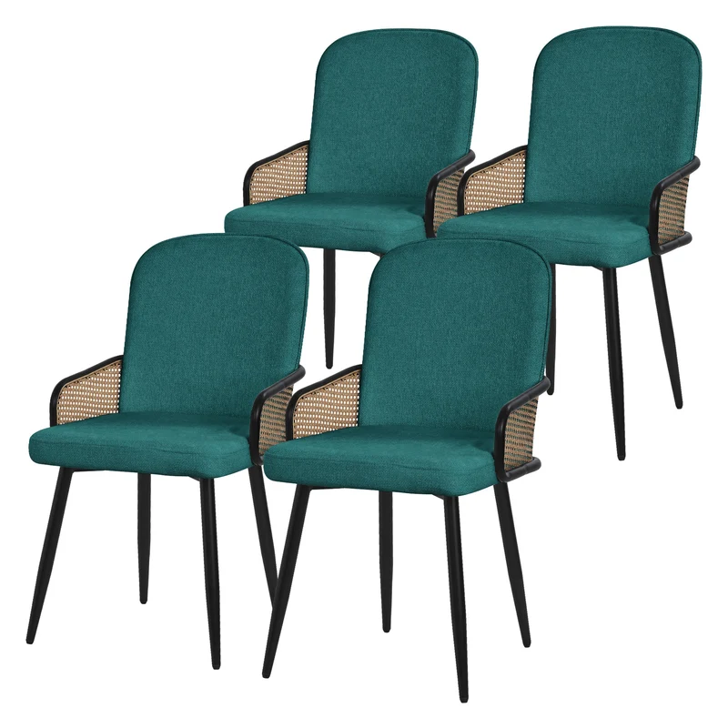 Esszimmerstühle 4er Set Petrol mit Arm- & Rückenlehne, Polsterstühle für Esszimmer & Küche ML-Design