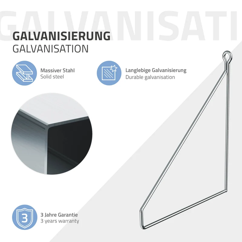 2er Set Wandkonsole Regalhalterung 2x 200 x 250 cm Silber aus Stahl ML-Design