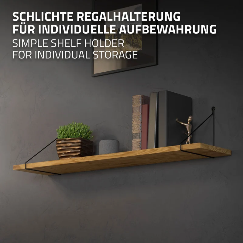 2er Set Wandkonsole Regalhalterung 2x 250 x 250 mm Schwarz aus Stahl ML-Design