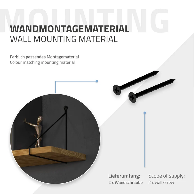 2er Set Wandkonsole Regalhalterung 2x 250 x 250 mm Schwarz aus Stahl ML-Design