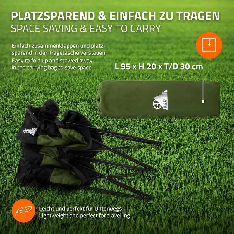 Campingstuhl faltbar für 2 Personen bis 200 kg Khaki mit Getränkehalterung und Tragetasche, Doppel Klappstuhl