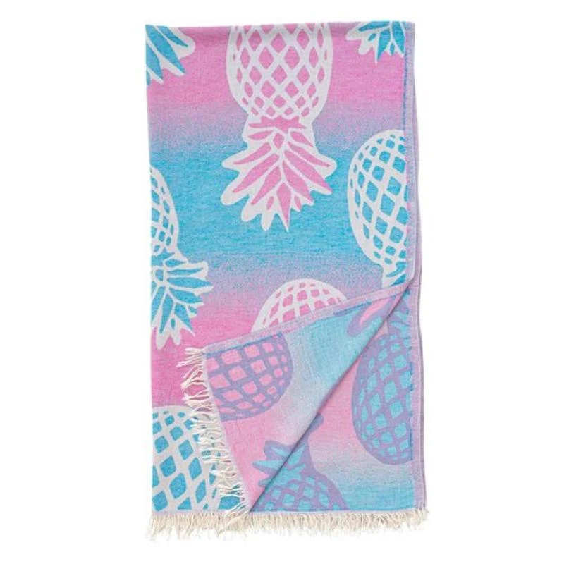 Telo Mare Fouta in Puro Cotone Jacquard Doubleface - Pineapple