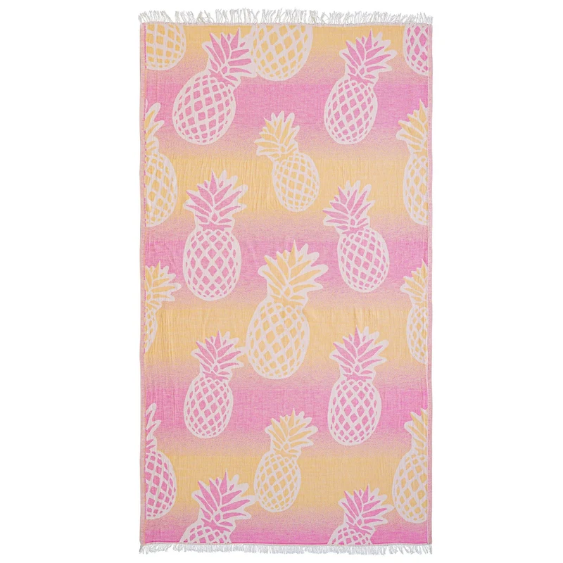 Telo Mare Fouta in Puro Cotone Jacquard Doubleface - Pineapple