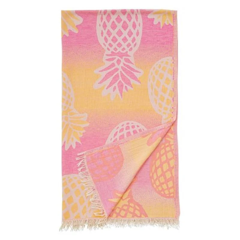 Telo Mare Fouta in Puro Cotone Jacquard Doubleface - Pineapple