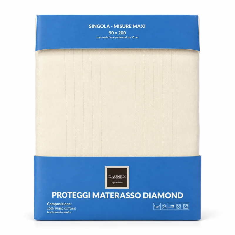 Coprimaterasso in Puro Cotone con trattamento Sanfor - Diamond