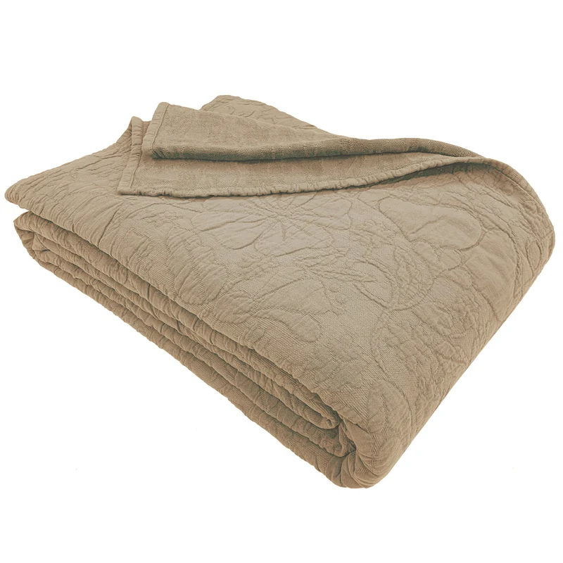 Copriletto in Cotone in tinta unita StoneWashed jacquard floreale - Triptree