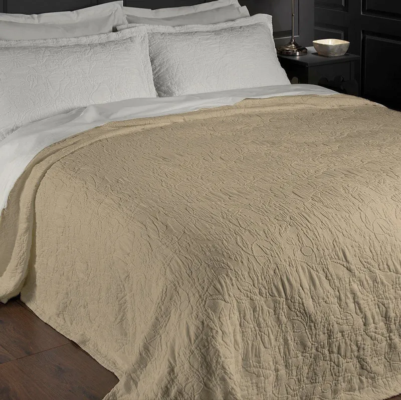 Copriletto in Cotone in tinta unita StoneWashed jacquard floreale - Triptree