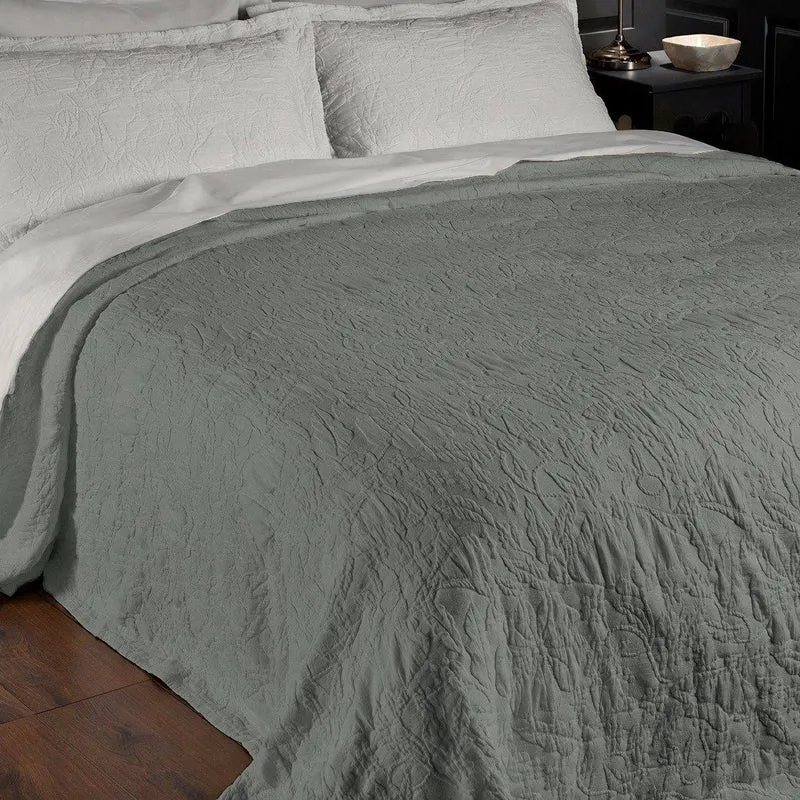 Copriletto in Cotone in tinta unita StoneWashed jacquard floreale - Triptree