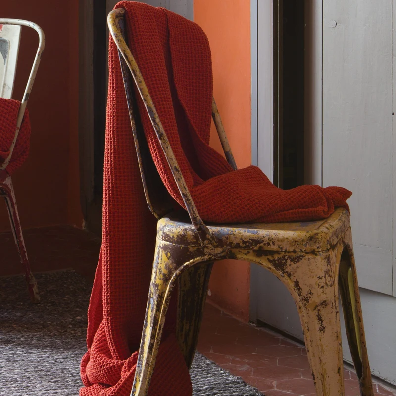 Plaid a Nido D'Ape StoneWashed in Cotone Tinta Unita - Maia