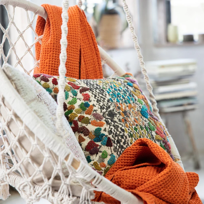 Plaid a Nido D'Ape StoneWashed in Cotone Tinta Unita - Maia