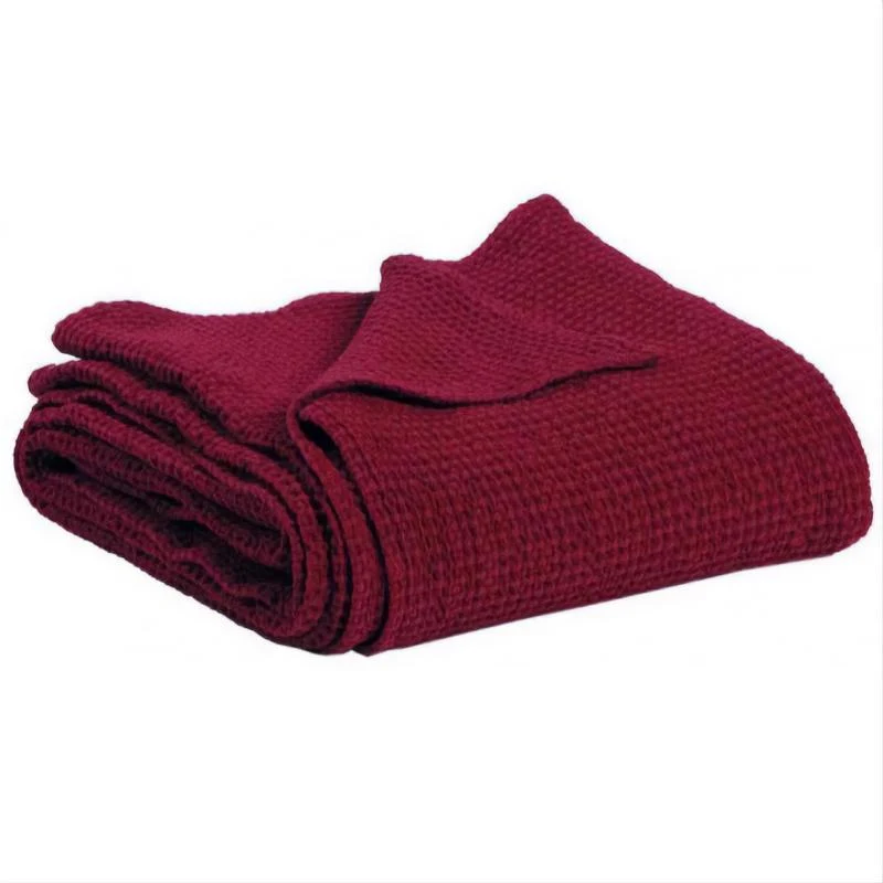 Plaid a Nido D'Ape StoneWashed in Cotone Tinta Unita - Maia