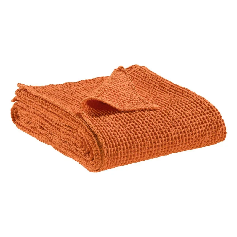 Plaid a Nido D'Ape StoneWashed in Cotone Tinta Unita - Maia
