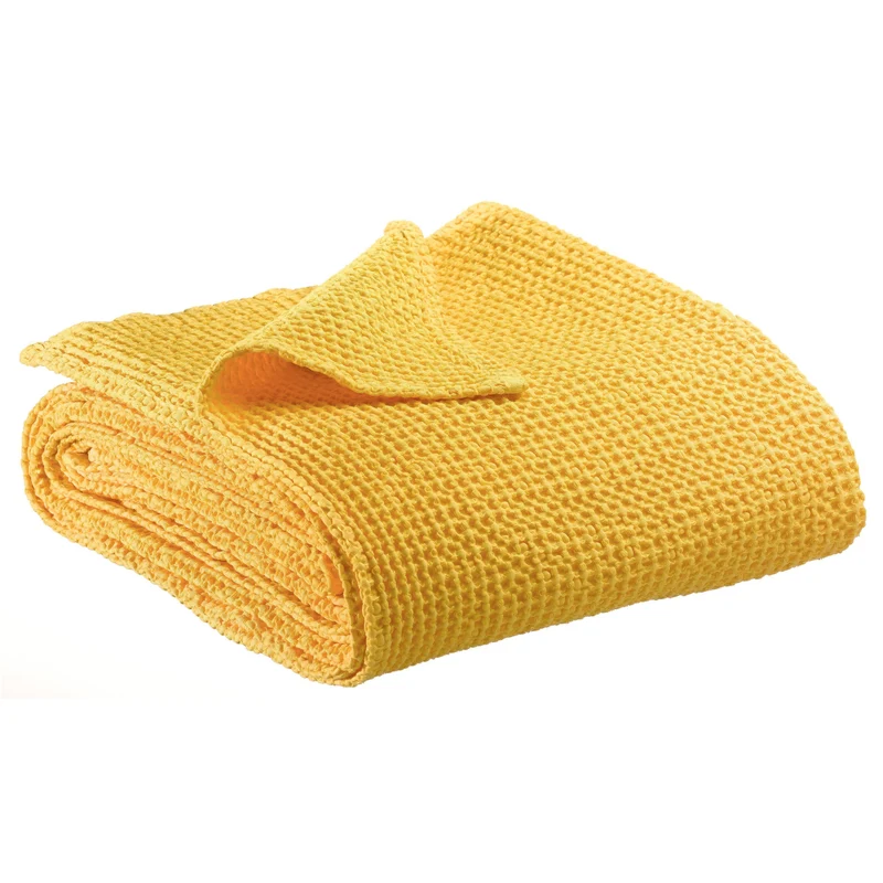 Plaid a Nido D'Ape StoneWashed in Cotone Tinta Unita - Maia