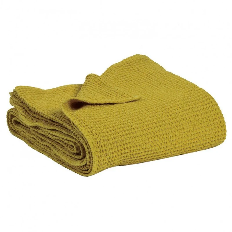 Plaid a Nido D'Ape StoneWashed in Cotone Tinta Unita - Maia
