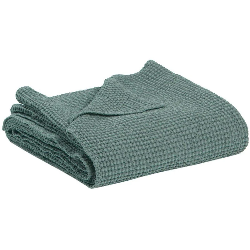 Plaid a Nido D'Ape StoneWashed in Cotone Tinta Unita - Maia