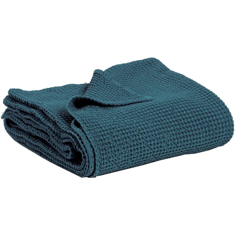 Plaid a Nido D'Ape StoneWashed in Cotone Tinta Unita - Maia