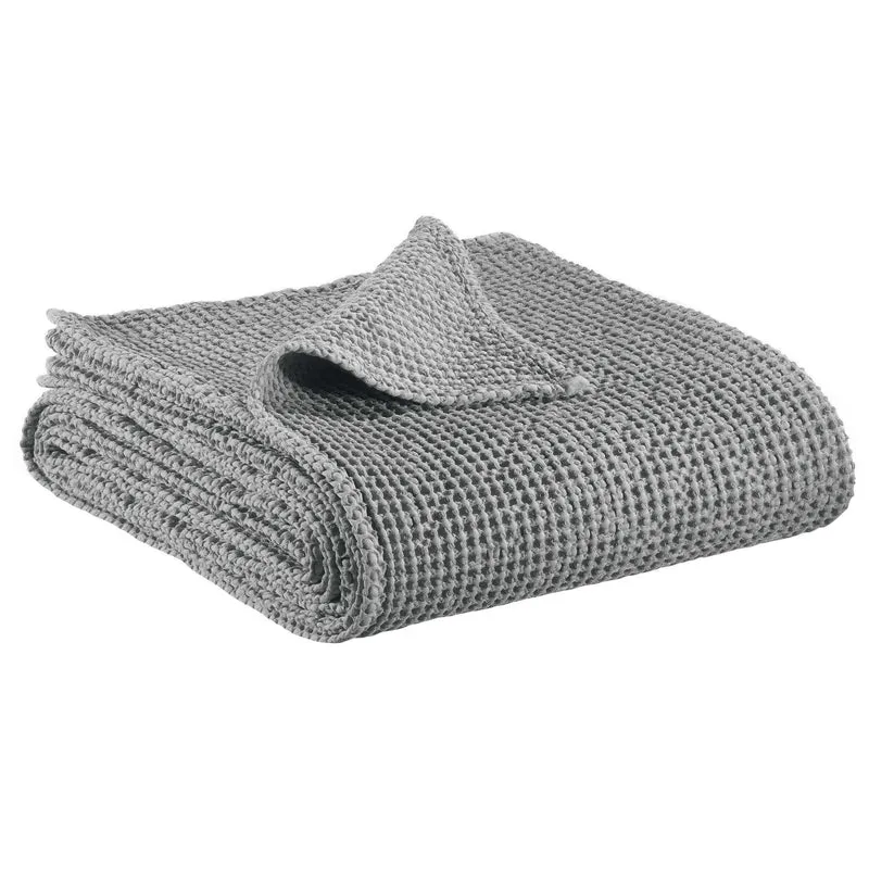 Plaid a Nido D'Ape StoneWashed in Cotone Tinta Unita - Maia