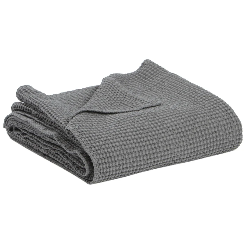 Plaid a Nido D'Ape StoneWashed in Cotone Tinta Unita - Maia