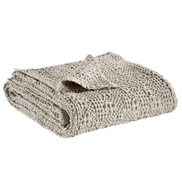 Plaid in Puro Cotone a Nido D'Ape StoneWashed - Tana