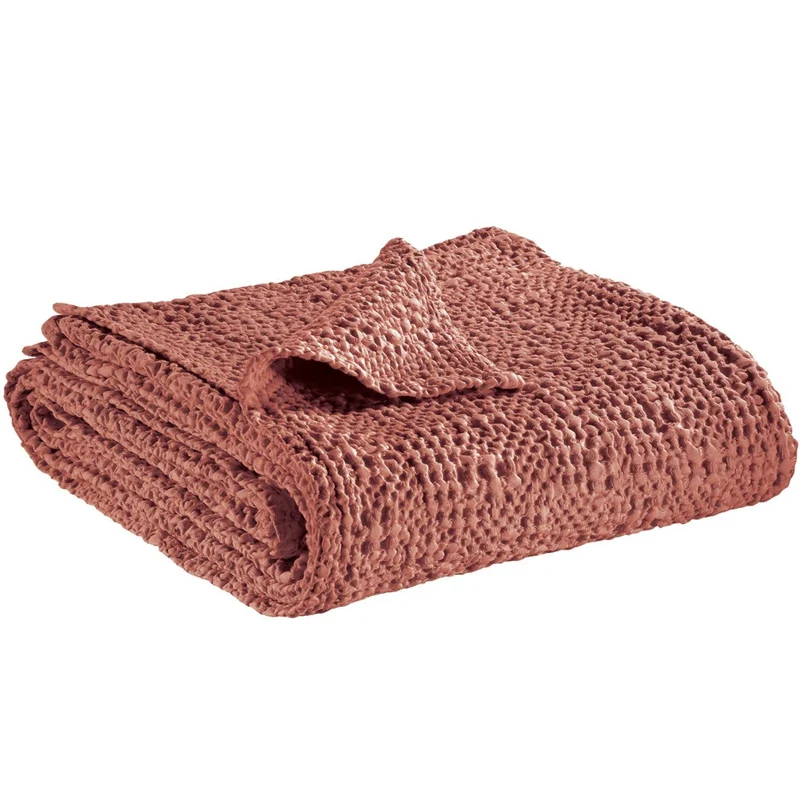 Plaid in Puro Cotone a Nido D'Ape StoneWashed - Tana