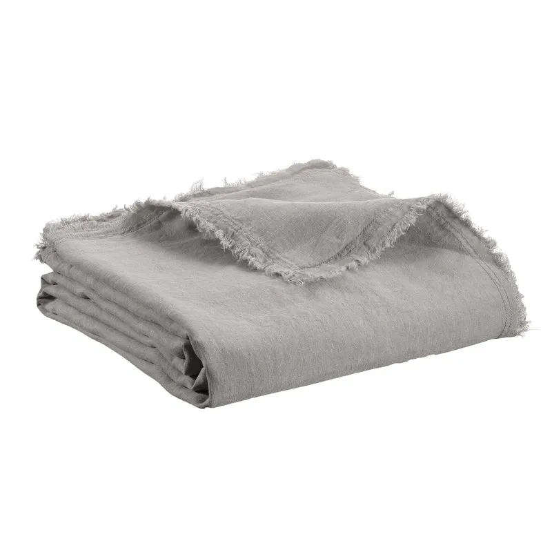 Plaid Reversibile in Puro Lino a Frange Tinta Unita - Zeff Nomade