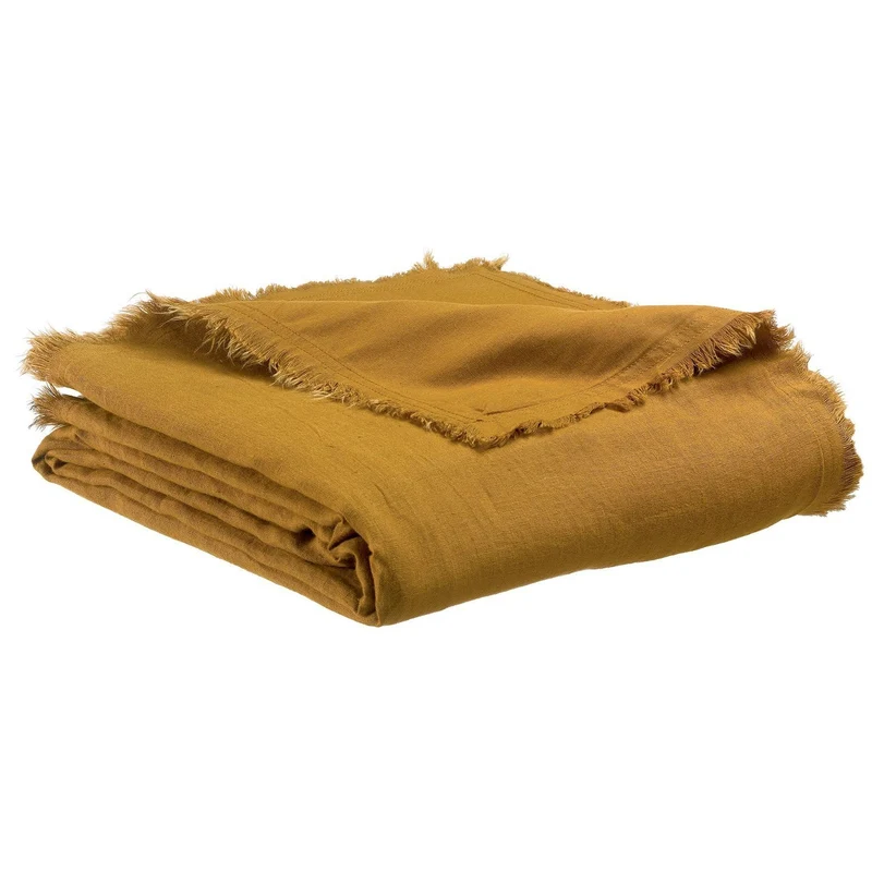 Plaid Reversibile in Puro Lino a Frange Tinta Unita - Zeff Nomade