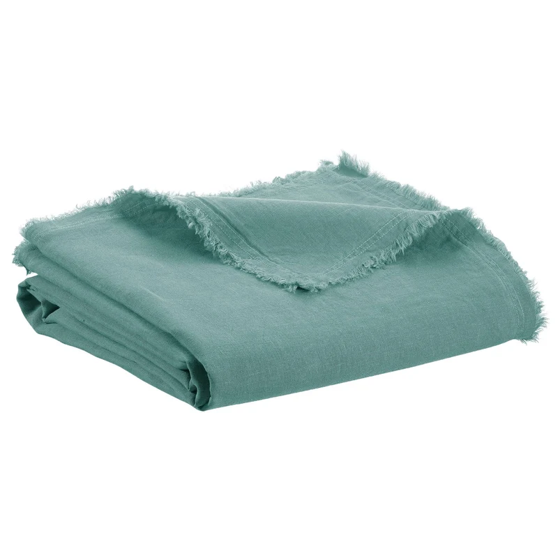Plaid Reversibile in Puro Lino a Frange Tinta Unita - Zeff Nomade