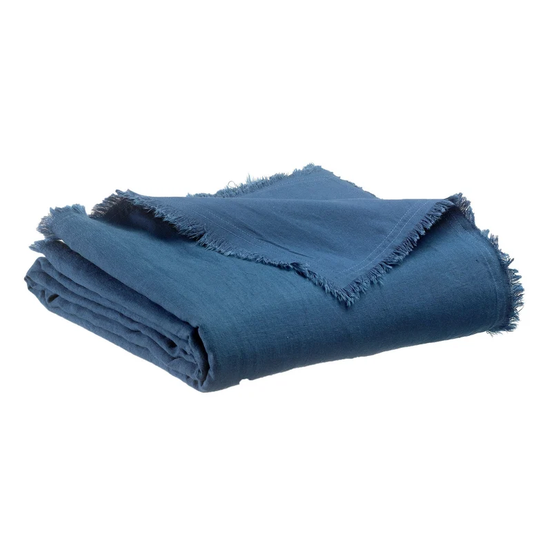 Plaid Reversibile in Puro Lino a Frange Tinta Unita - Zeff Nomade