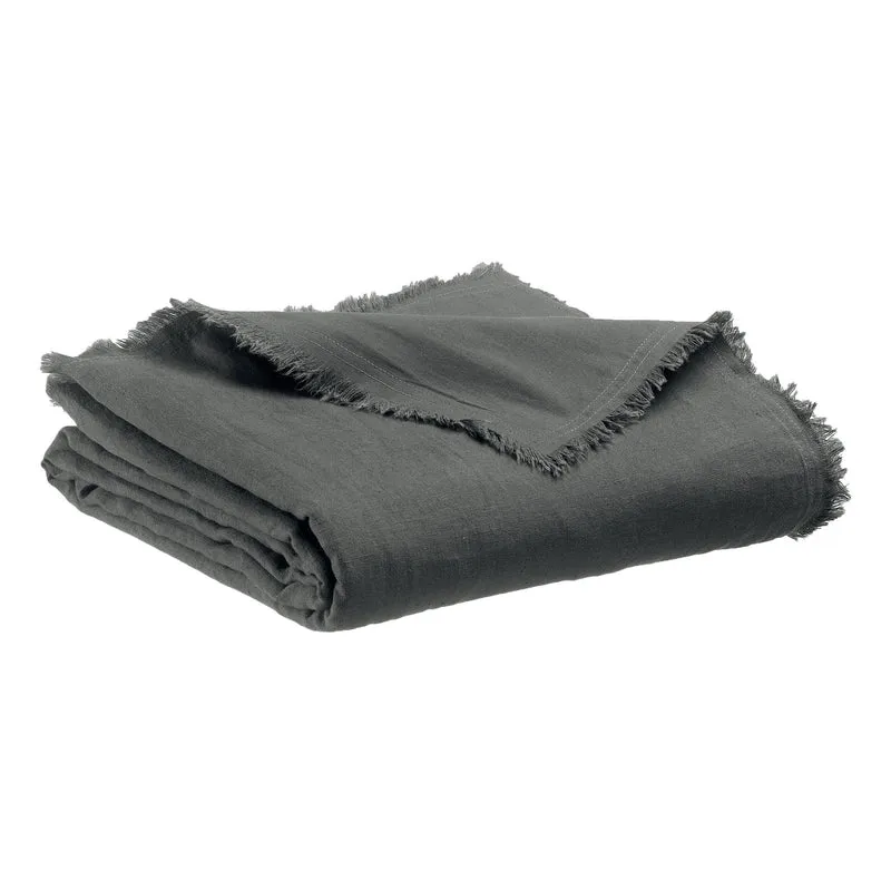 Plaid Reversibile in Puro Lino a Frange Tinta Unita - Zeff Nomade