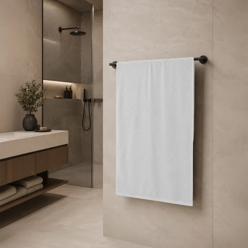 Telo da bagno in Spugna di Cotone Tinta Unita - Perla