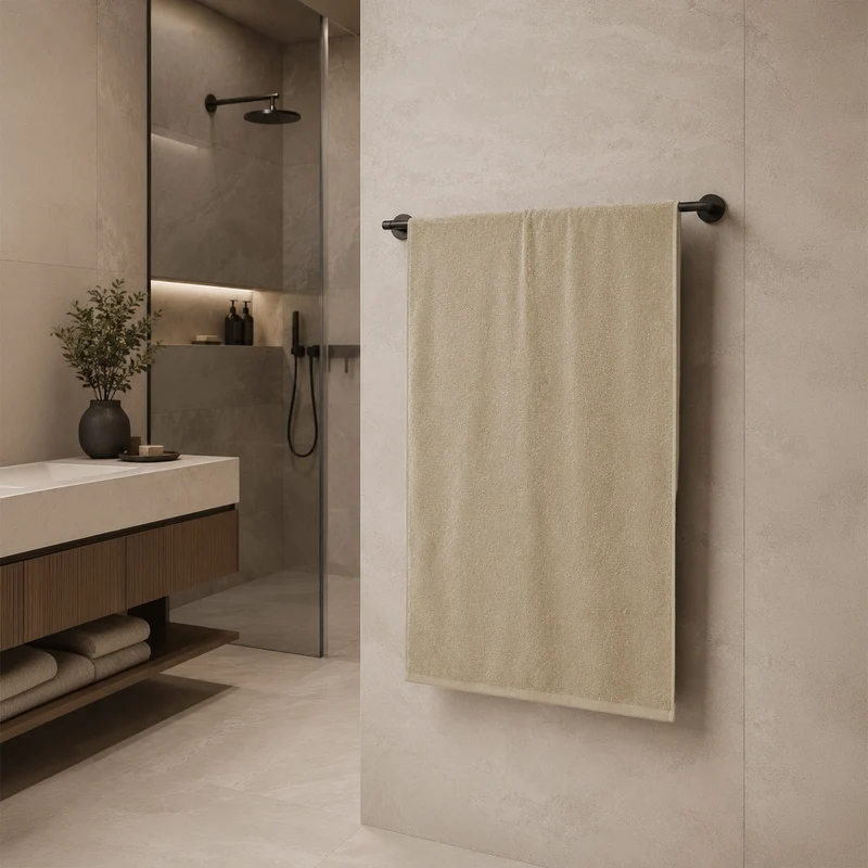 Telo da bagno in Spugna di Cotone Tinta Unita - Perla