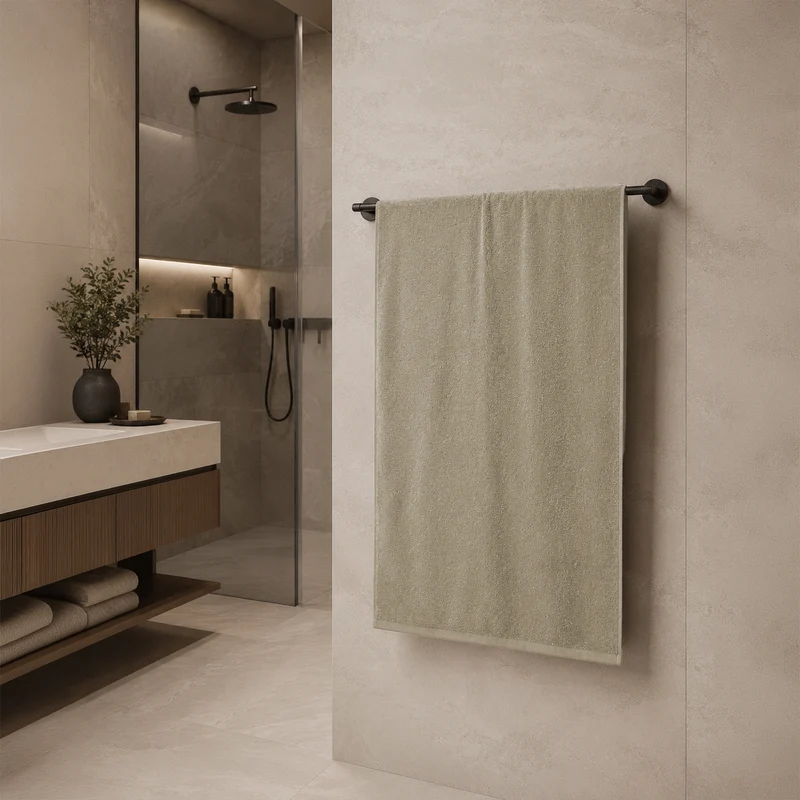 Telo da bagno in Spugna di Cotone Tinta Unita - Perla