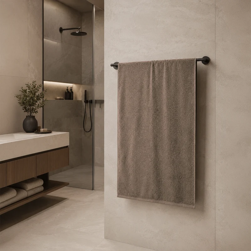 Telo da bagno in Spugna di Cotone Tinta Unita - Perla