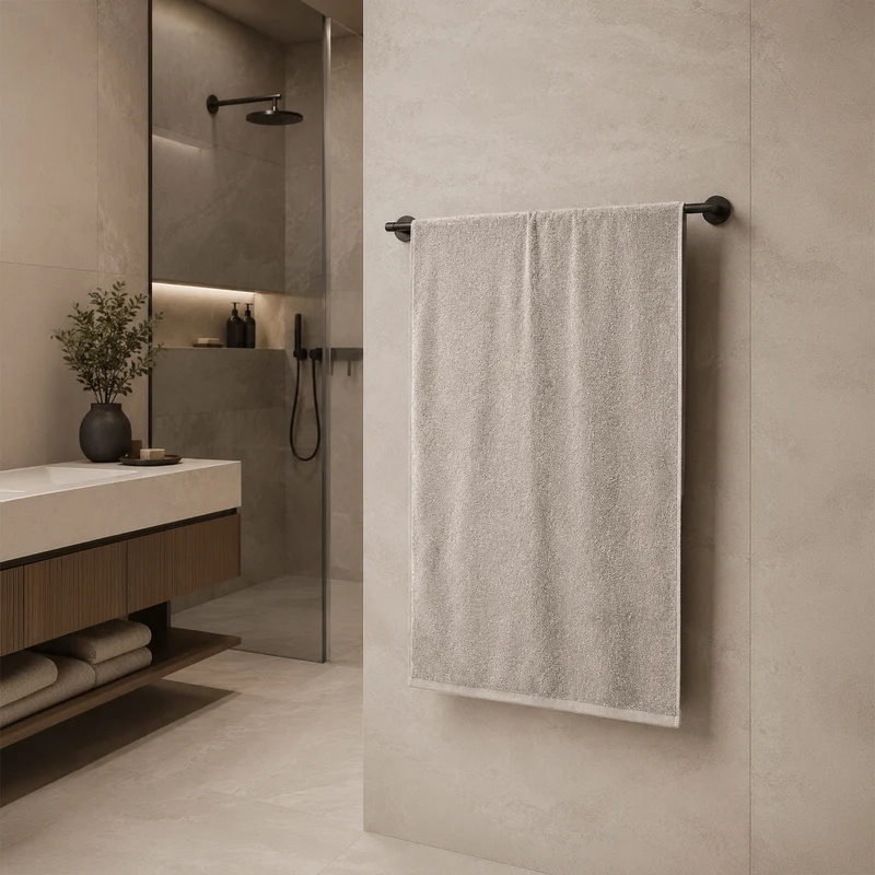 Telo da bagno in Spugna di Cotone Tinta Unita - Perla