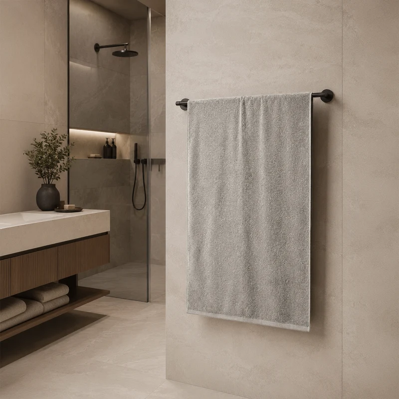 Telo da bagno in Spugna di Cotone Tinta Unita - Perla