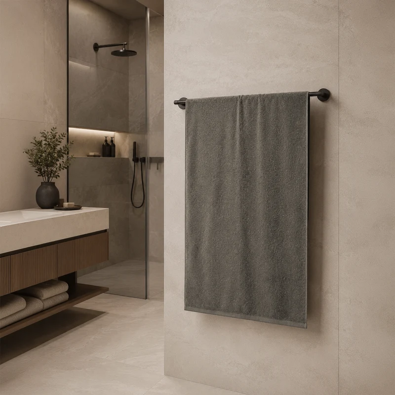Telo da bagno in Spugna di Cotone Tinta Unita - Perla