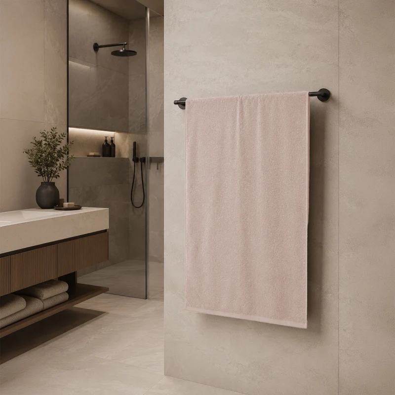Telo da bagno in Spugna di Cotone Tinta Unita - Perla