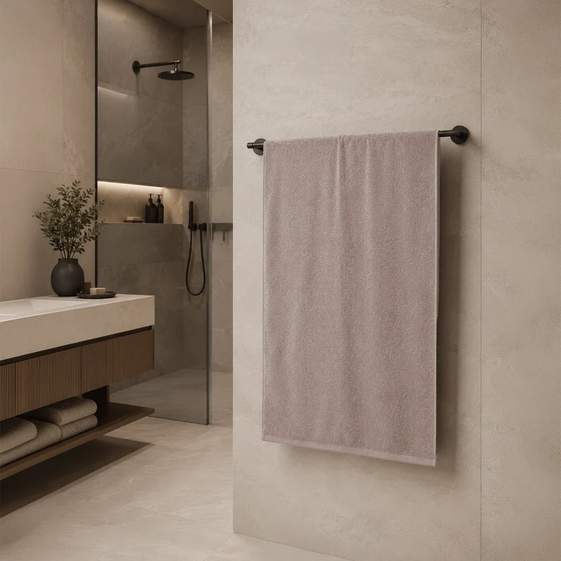 Telo da bagno in Spugna di Cotone Tinta Unita - Perla
