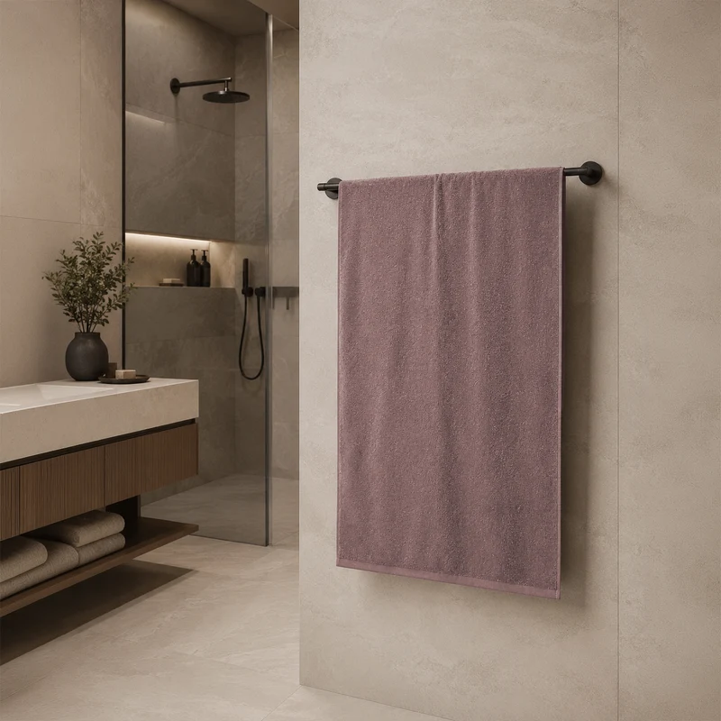 Telo da bagno in Spugna di Cotone Tinta Unita - Perla
