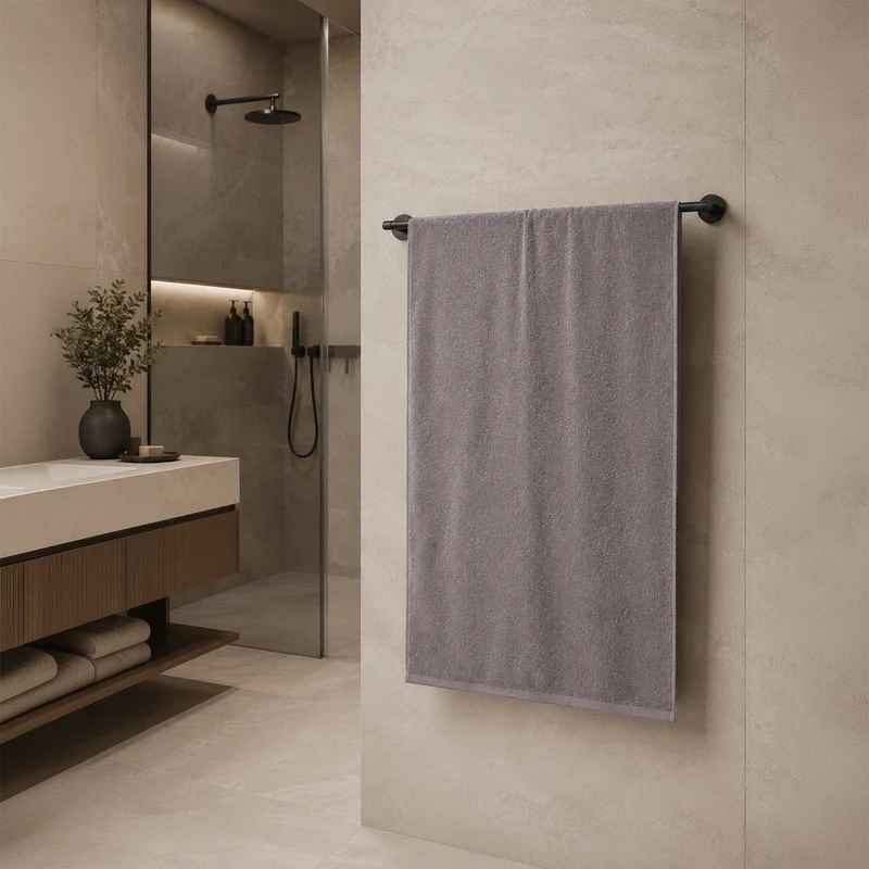 Telo da bagno in Spugna di Cotone Tinta Unita - Perla