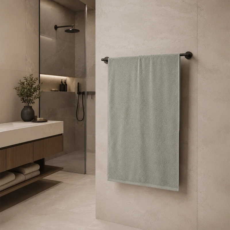 Telo da bagno in Spugna di Cotone Tinta Unita - Perla