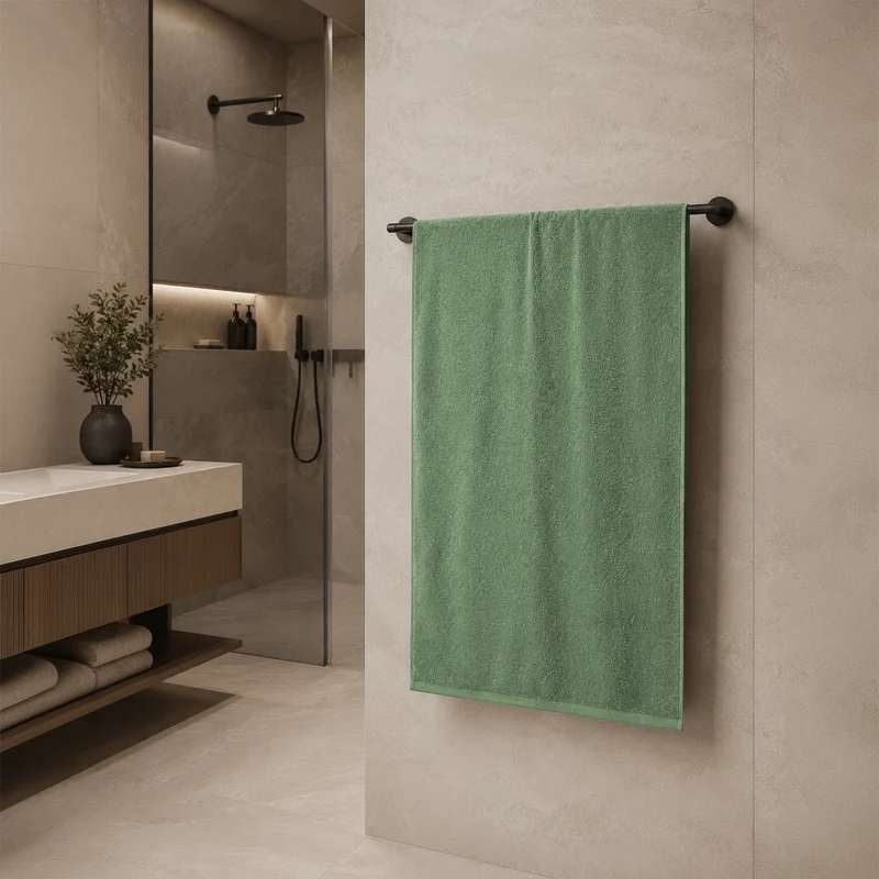 Telo da bagno in Spugna di Cotone Tinta Unita - Perla