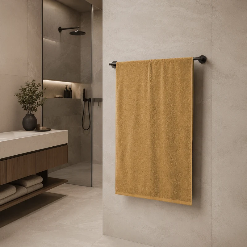 Telo da bagno in Spugna di Cotone Tinta Unita - Perla