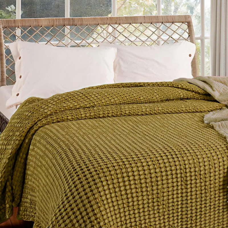 Copriletto in Cotone a Nido d'Ape StoneWashed No Stiro - Chaltony