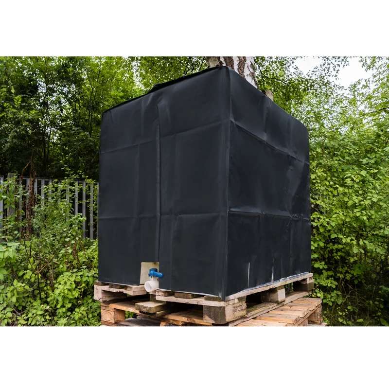 Abdeckplane für Wassertank 1000L 120x100x116 cm mit Lochauschnitt in Schwarz