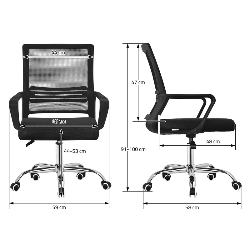 Bürostuhl ergonomisch, Schwarz, Schreibtischstuhl höhenverstellbar mit Armlehnen, Rollen, Computerstuhl 360° Drehstuhl Gaming Stuhl ML-Design