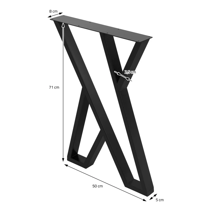 B-Ware 2 Stück Tischbeine B50xH71 cm Tischkufen X-Form Stahl pulverbeschichtet Schwarz ML-Design
