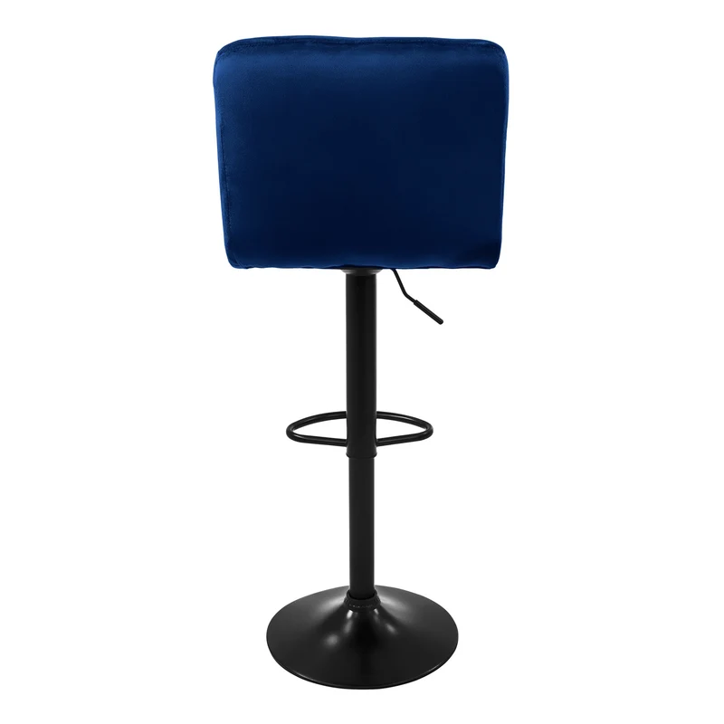B-Ware Barhocker 2er Set Blau Samtbezug mit Rückenlehne und Fußstütze höhenverstellbar 63-83cm ML-Design