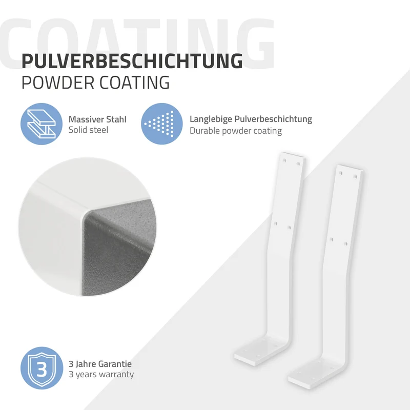Rückenlehnenhalterung 2er Set 345 x 90 mm Weiß aus Stahl ML-Design