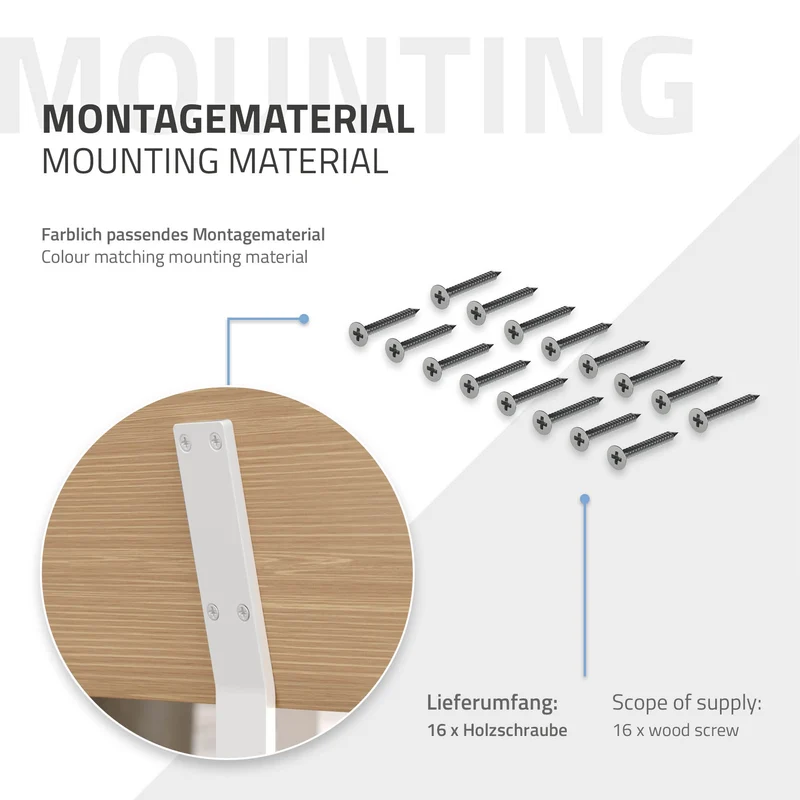 Rückenlehnenhalterung 2er Set 345 x 90 mm Weiß aus Stahl ML-Design